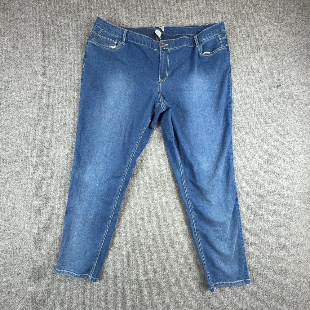 Glitterscape Jeans Womens 24W Medium Wash Blue High Rise Skinny Studded Denim